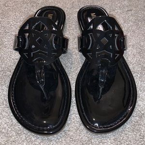 Michael Shannon black Paton leather sandals size 8.5